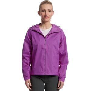 COLUMBIA Women's Scattered Showers Rain Jacket Large Purple Razzle Hood WP NWT